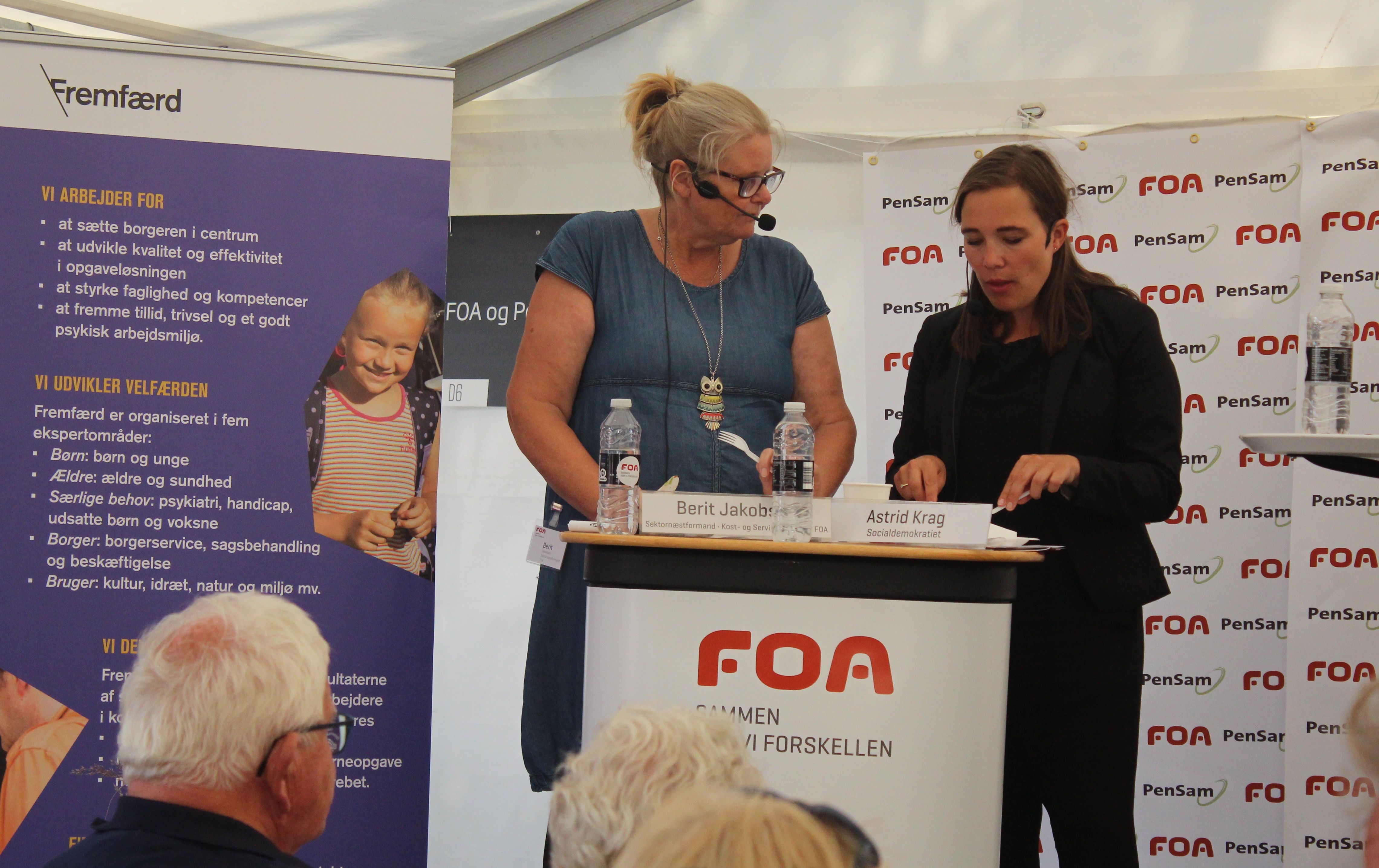 Berit Jakobsen, sektornæstformand i FOA, og Astrid Krag, medlem af Folketingets Ældre- og Sundhedsudvalg.